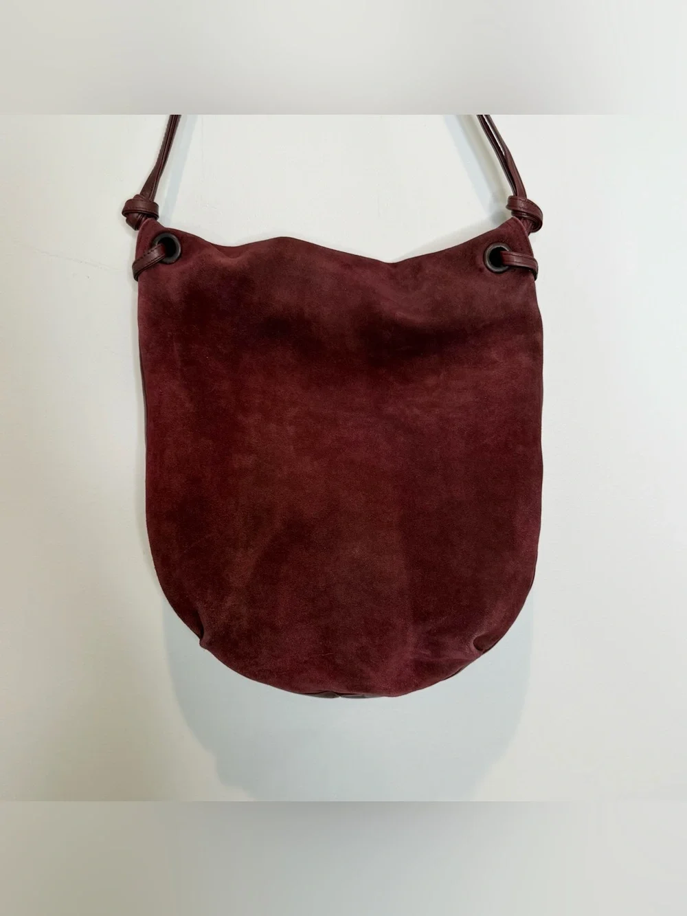 Vintage Bottega Veneta maroon suede and leather shoulder bag